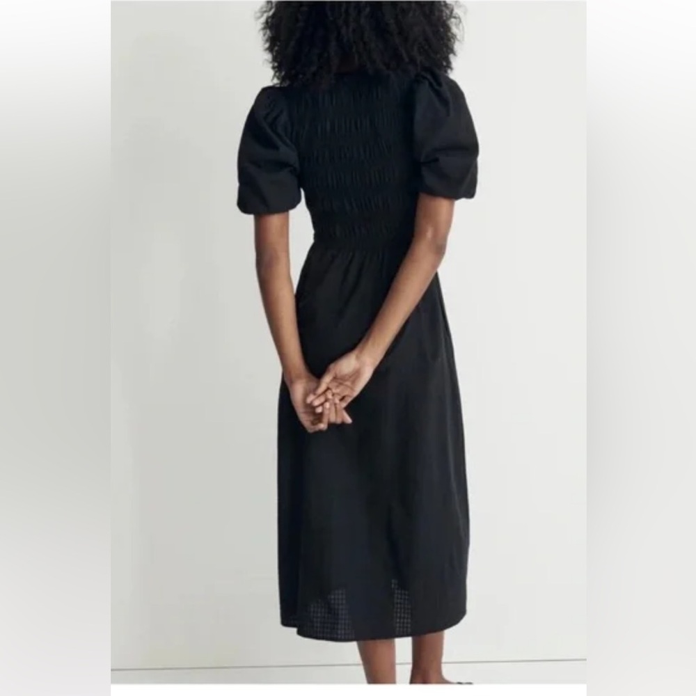 Madewell black dress. Smocked bodice puff sleeves size 4 - Picture 6 of 11
